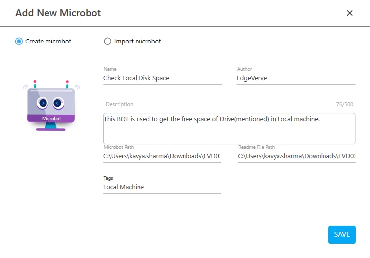 Step-By-Step Guide to Use Microbot to Check the Disk Space of the Local ...